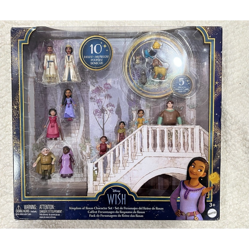 Mattel Disney Wish Kingdom Of Rosas Character Set W/10 Mini Dolls NIB